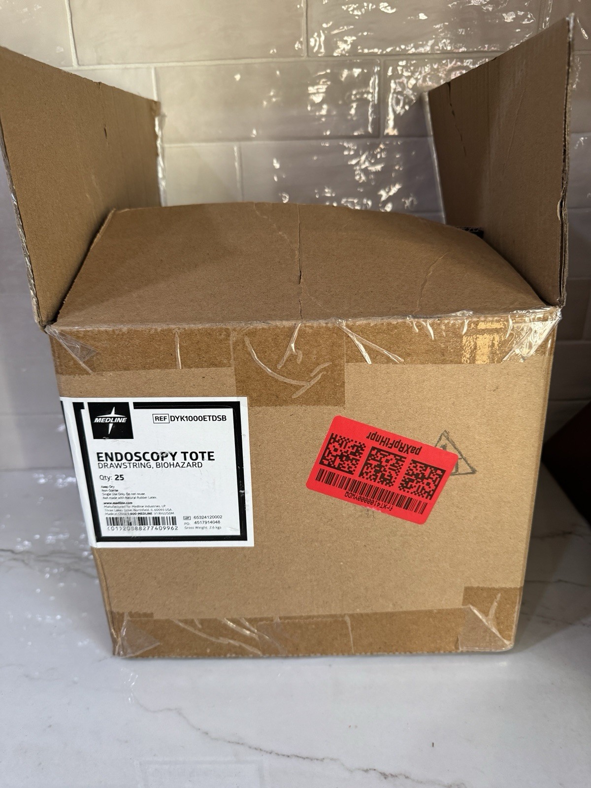 25 Medline Drawstring Endoscope Isolation Totes Biohazard Tote with Drawstring
