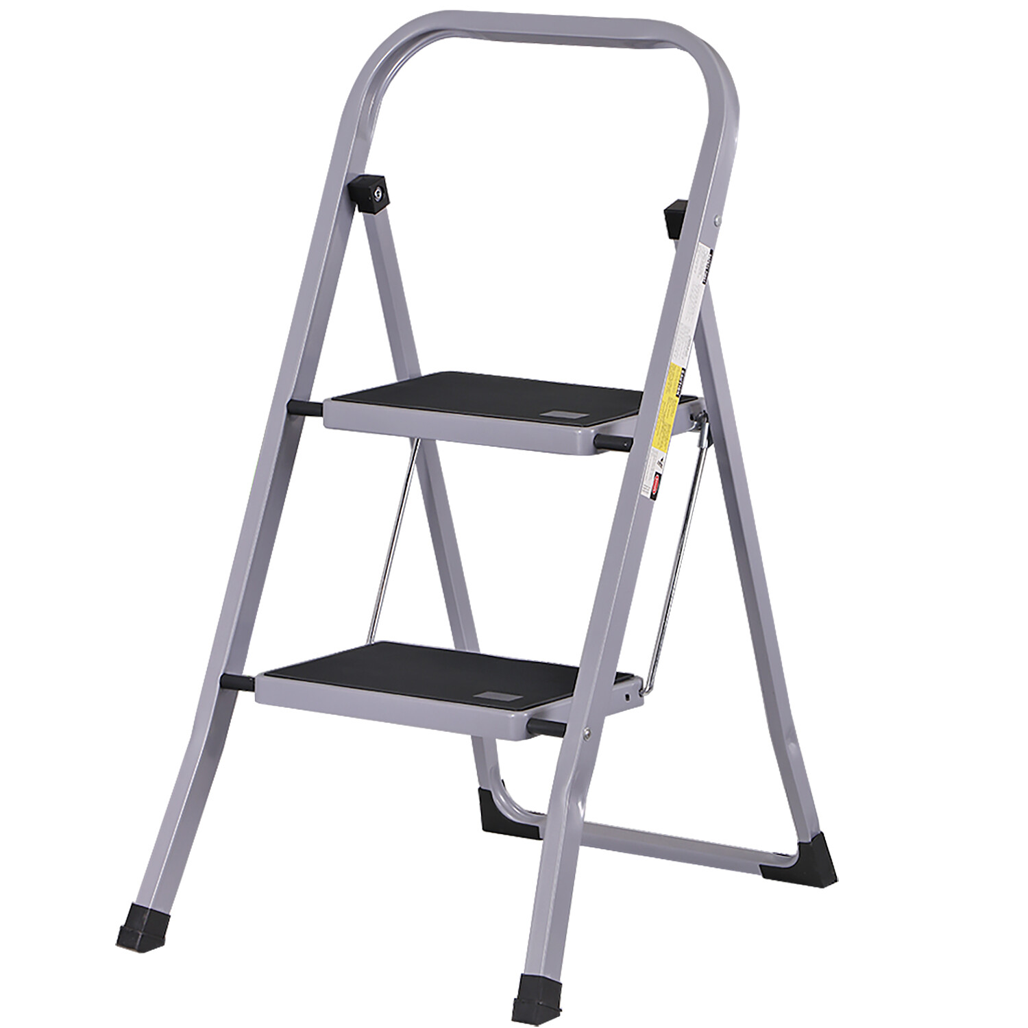 2 Step Ladder w/Anti-Slip Pedal Convenient Handgrip for Home Daily Use Gray