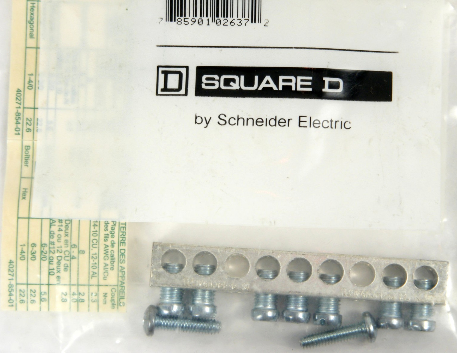 NEW SEALED Square D PK7GTA Grounding Bar Kit, 7-Terminal, 14/12 – 4 AWG Cu/Al