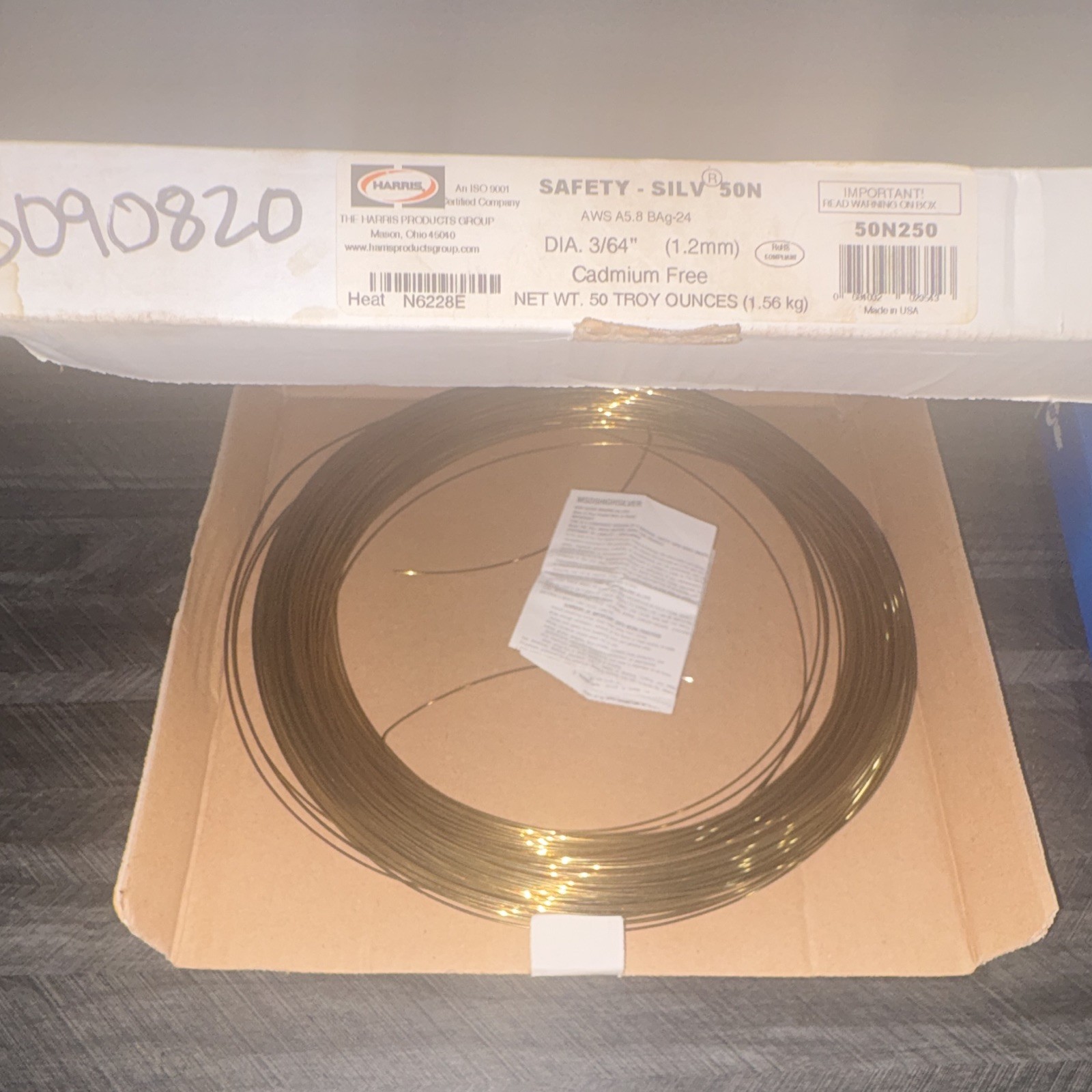 Harris Safety-Silv 50N Silver Brazing Alloy 3/64 in Cadmium Free 50N250
