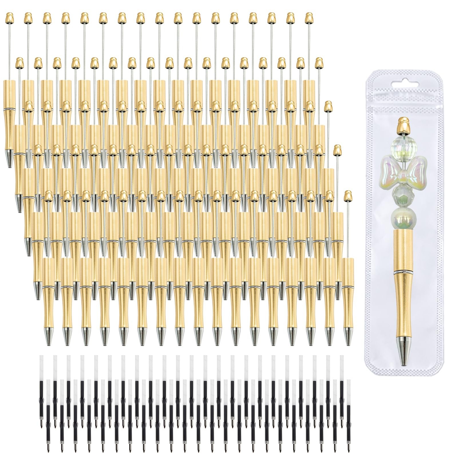 Aolipuyet 210 Pieces DIY Beadable Pen Bulk Kit – 70PCS Ballpoint Pen with Ref…