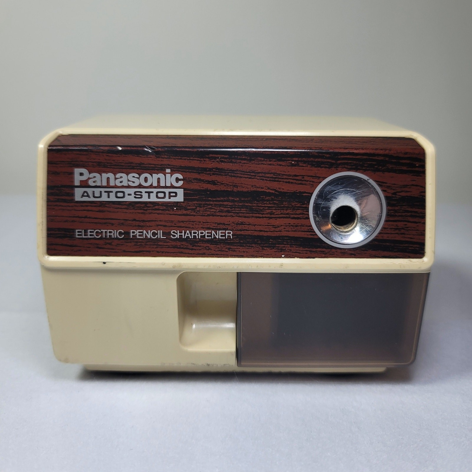 Panasonic KP-110 Electric Pencil Sharpener Auto-Stop Woodgrain Vintage Japan