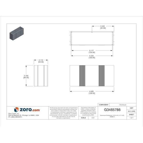 Box Enclosures B4-080Si Screws Electrical Enclosures, 3.16 In H, 2.11 In D,