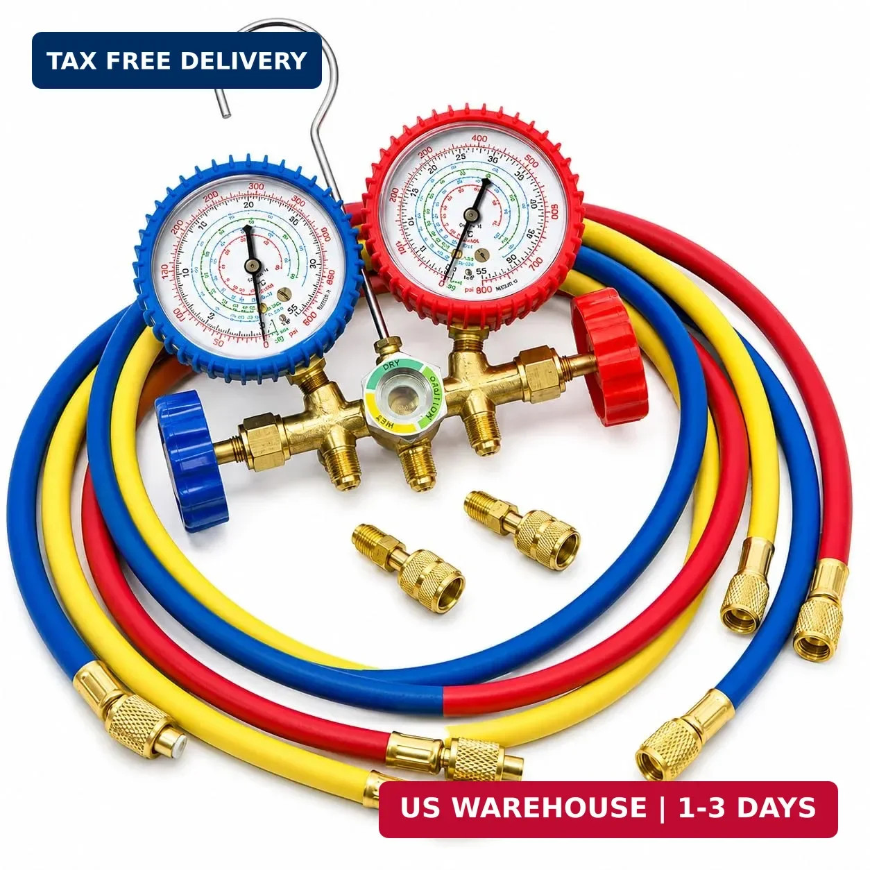 Stark USA Manifold Gauge Set R410A R22 R404A HVAC A/C Refrigeration Charging Ser