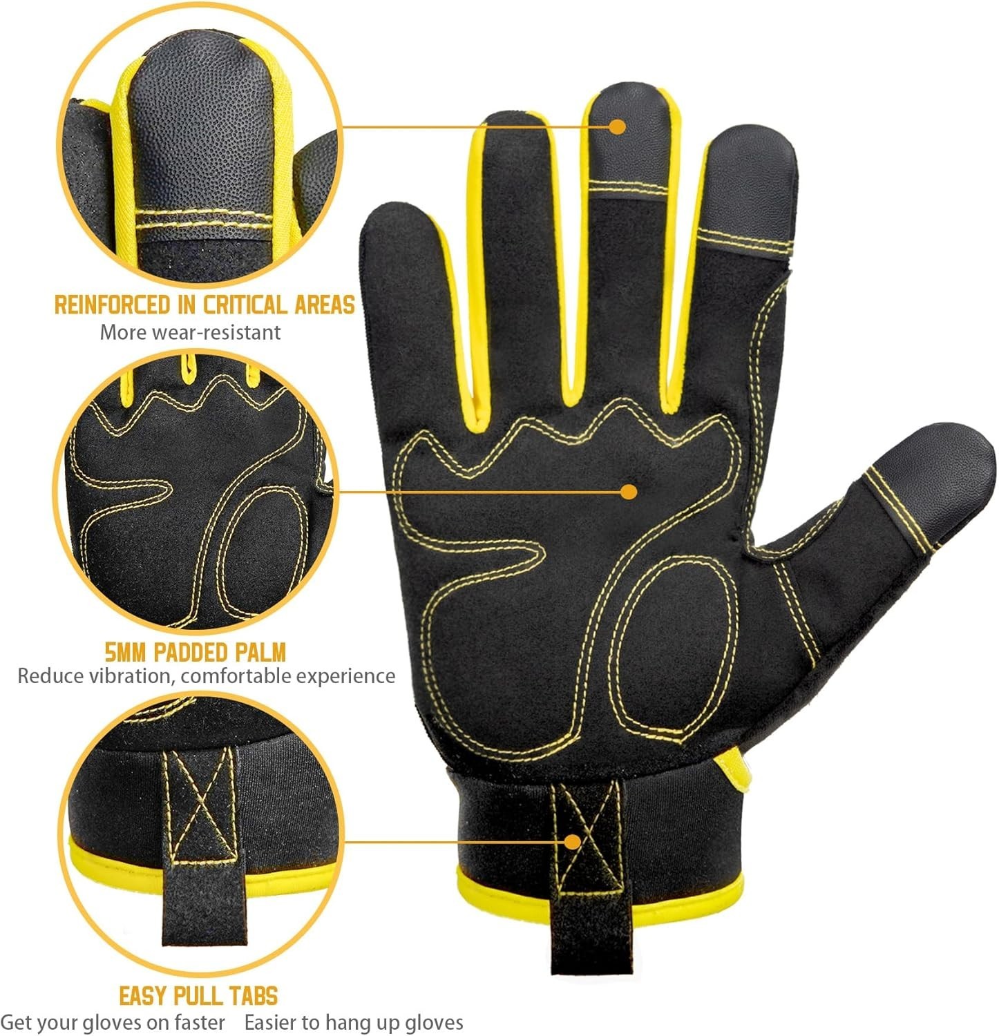 Durable Synthetic Leather Work Gloves with Impact Protection for Outdoor Use