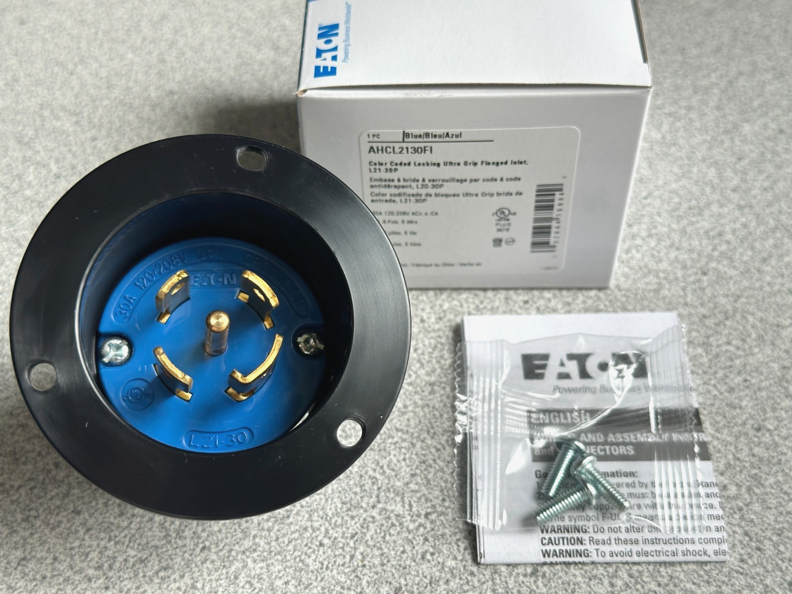 NEW Eaton AHCL2130FI Locking Flanged Inlet 20A 120/208V L21-30P 3Ph 4 Pole 5Wire