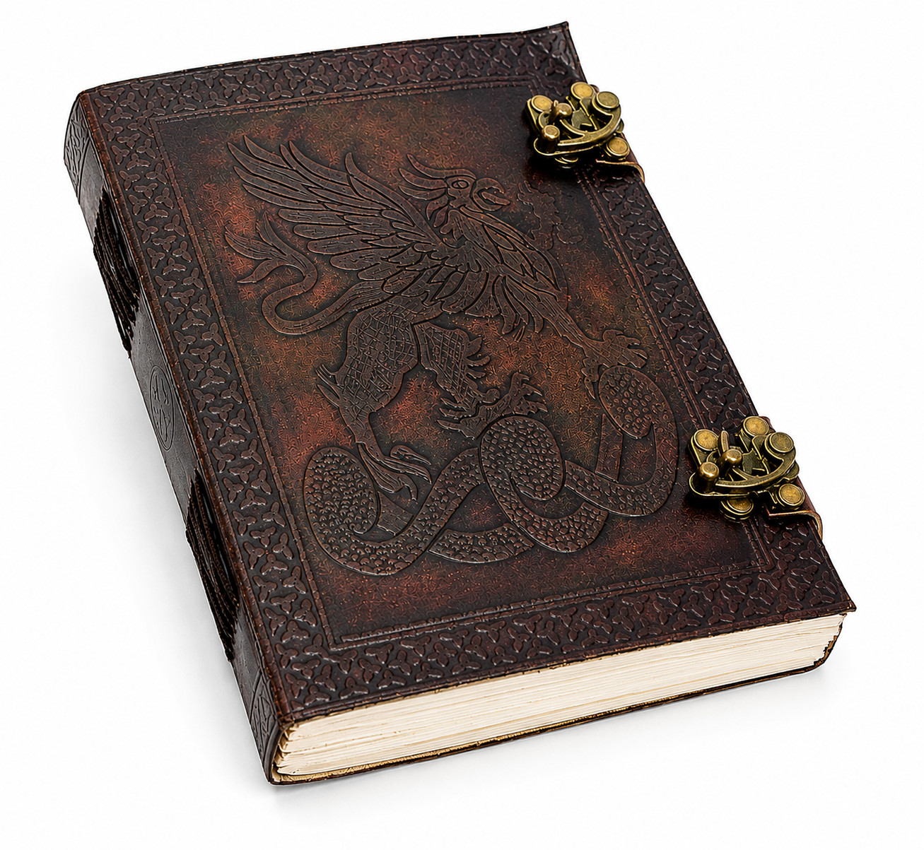 Vintage Dragon Embossed Leather Journal 6×8 Handmade Notebook 200 Lined Pages