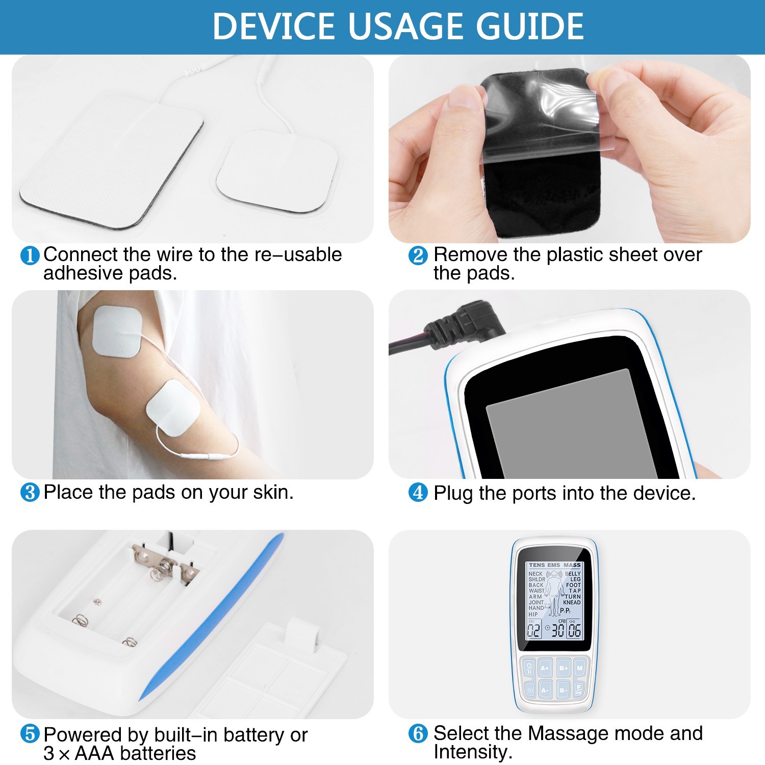 FDA Cleared Electronic TENS EMS Unit Muscle Stimulator for Pain Relief Therapy