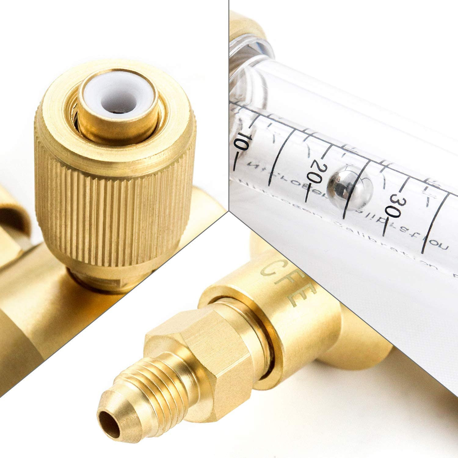 1/4in Flare Nitrogen Flow Indicator 1/4 FxM Brazing Purge Gauge 3-4 CFH HVAC Kit