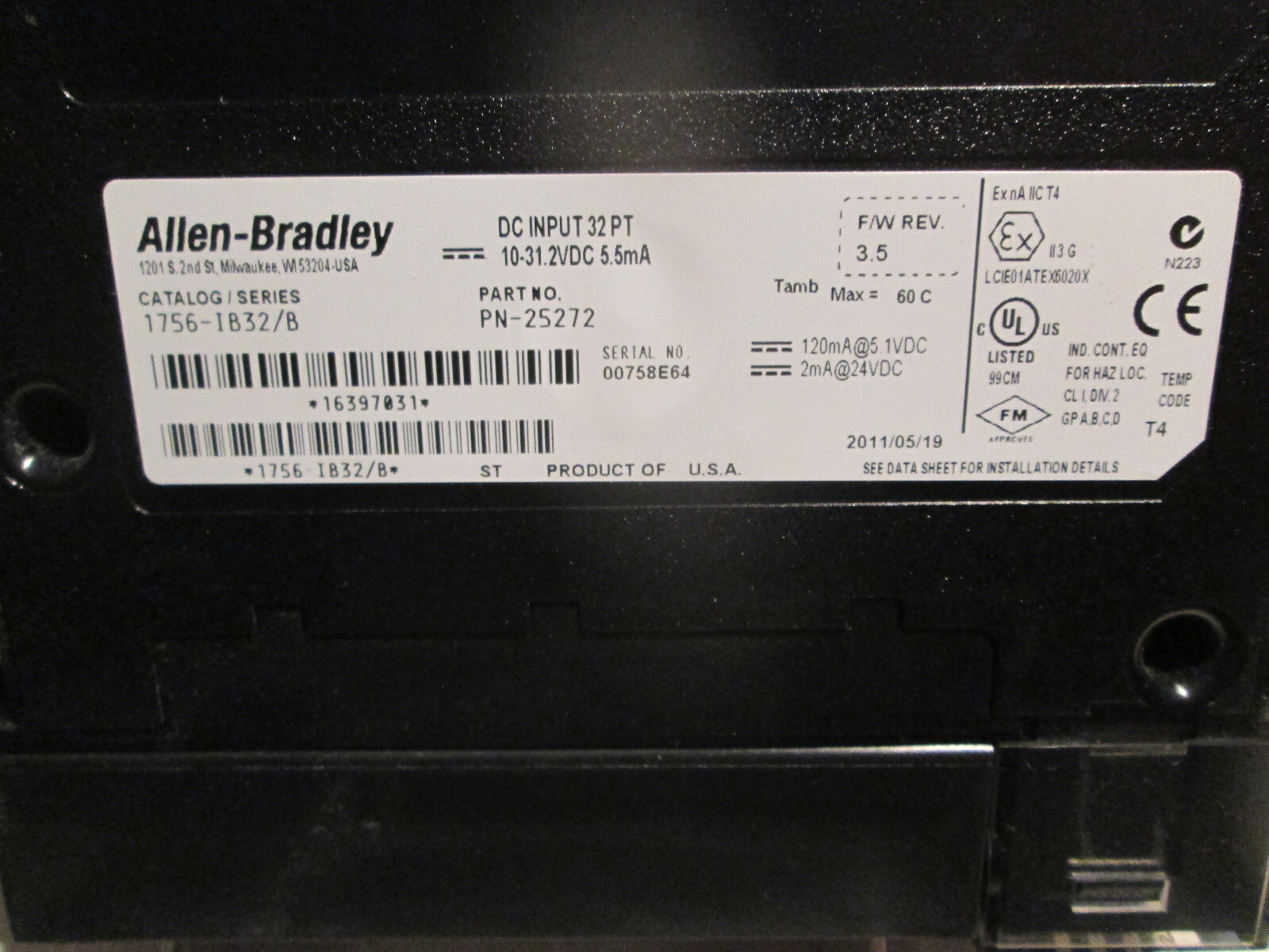 ALLEN BRADLEY 1756-IB32/B **USED**