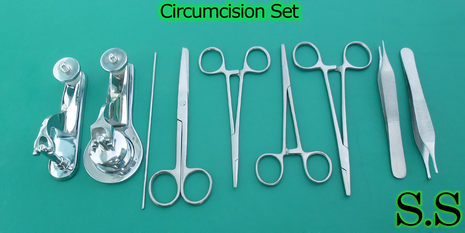 Circumcision Set c/w «2 Gomco» style clamp 1.1cm+3.5cm, s/s & 6 s/s inst DS-831
