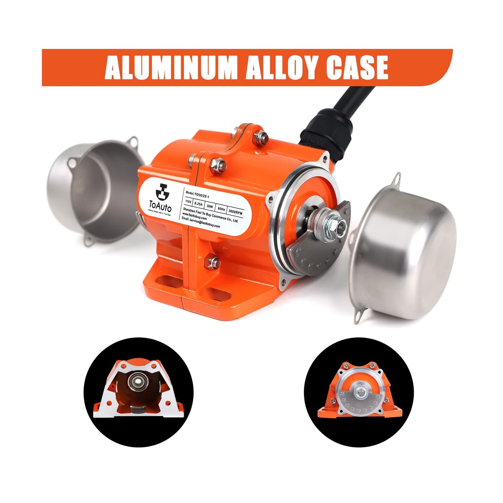TOAUTO Concrete Vibrator Vibration Motor 30W Single Phase AC110V 3600rpm Alum…