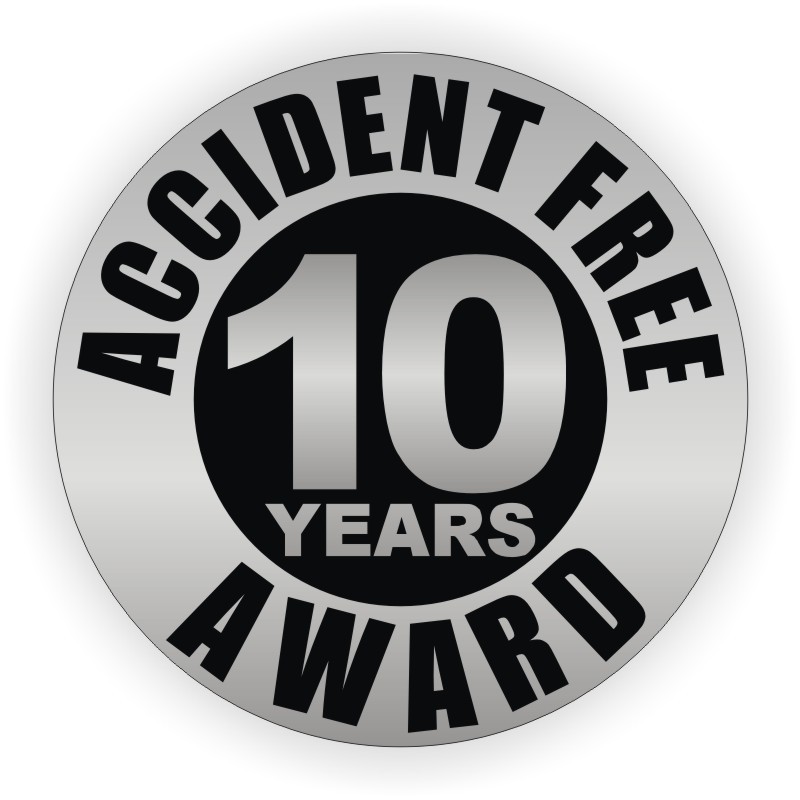 3pcs Accident Free 10 Years Hard Hat Decals Helmet Stickers Safety Award