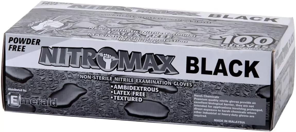 Emerald Nitromax 1084 Black Large Glove 100 gloves (box of 100) Free Shipping!