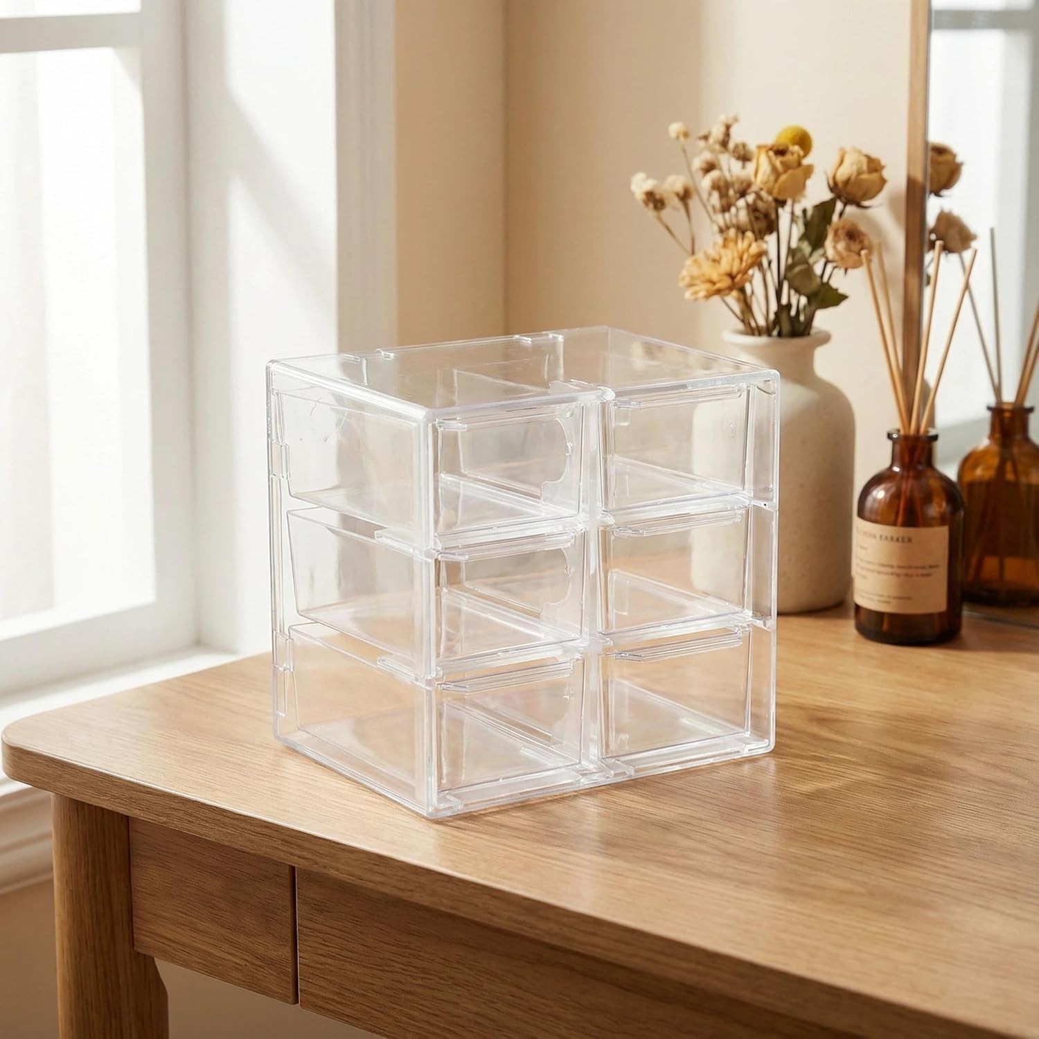Acrylic Drawer Organizer, Clear Desk Organizer with Drawer, Plastic Stackable…