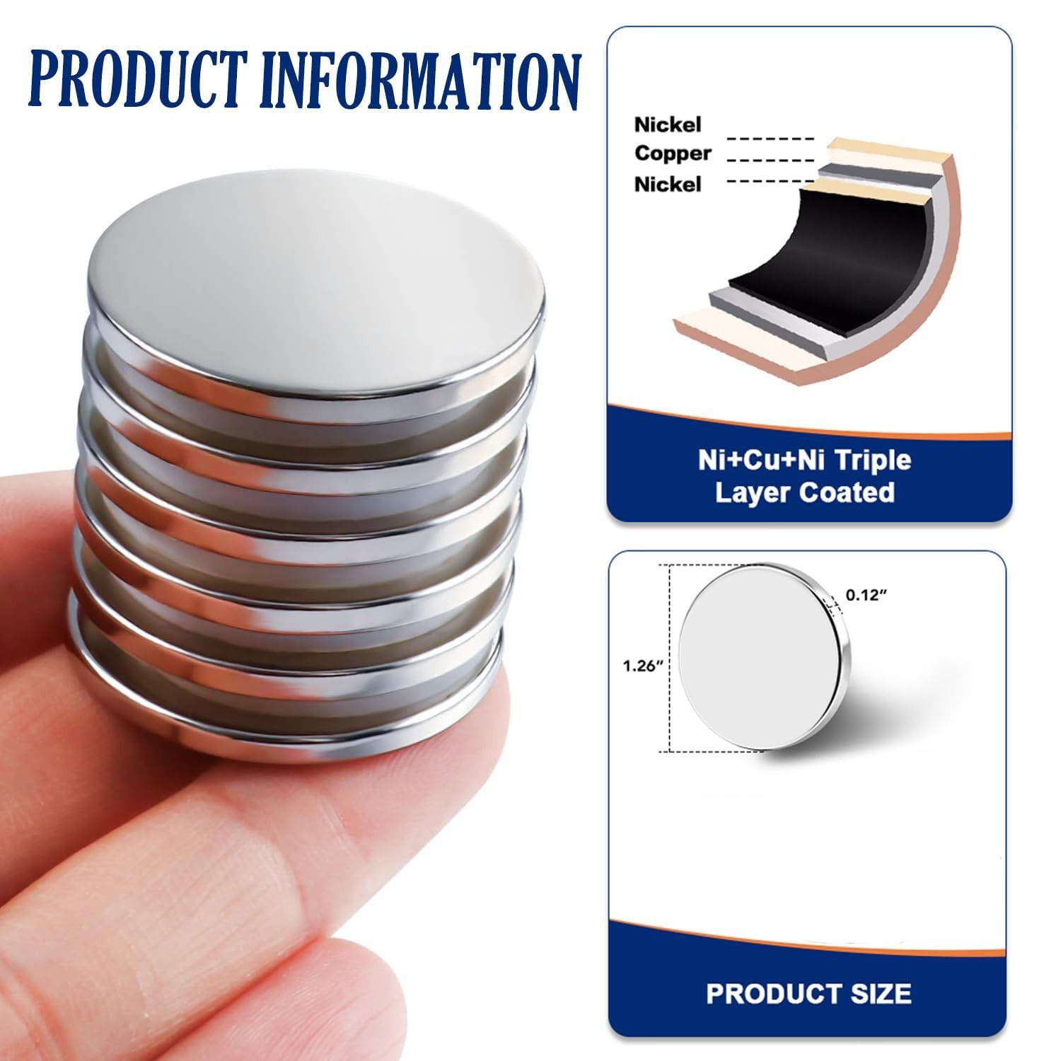 18 Pound Pull Force Neodymium Magnets – 6 Pack, Perfect for Classroom & Home