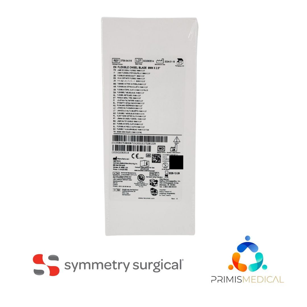 Symmetry Medical 2709-04-018 Flexible Chisel Blade 8mm x 2.5″ EXP: 12/2028