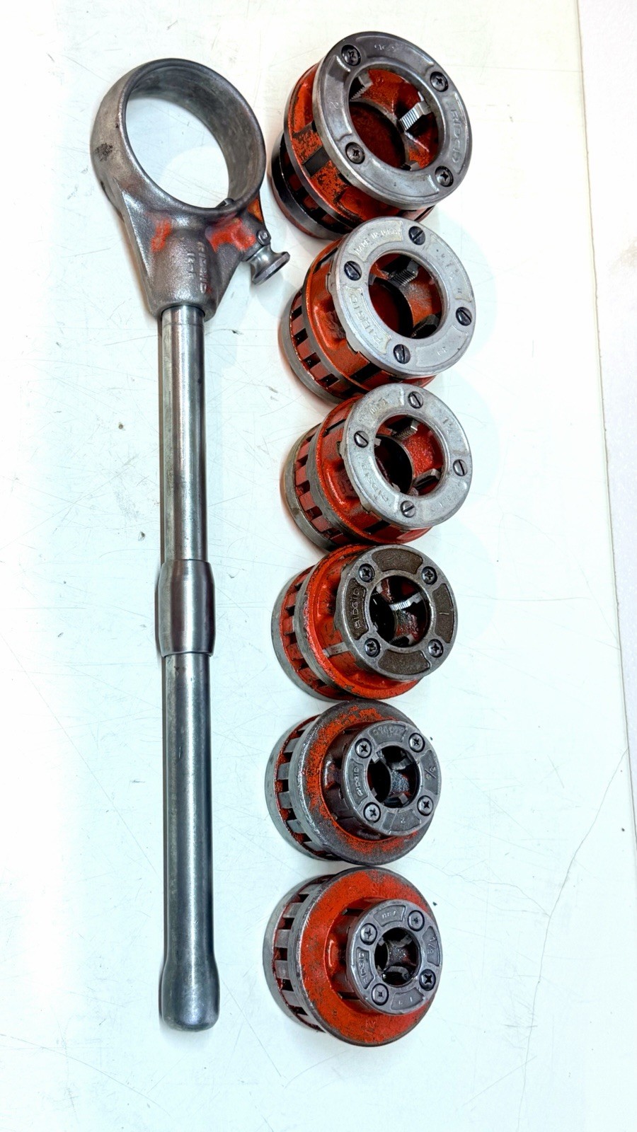 Ridgid 12-R Pipe Threader Die Head Set & Ratchet Head 12R 1/2″ – 2″ Dies #BG5