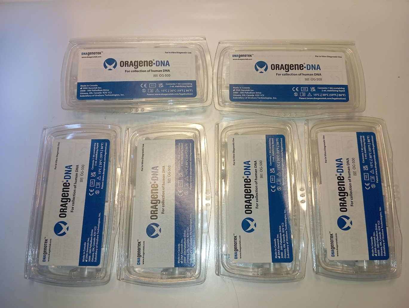 DNA Genotek Oragene DNA OG-500 Saliva Self-Collection Kit of human DNA Pack of 6