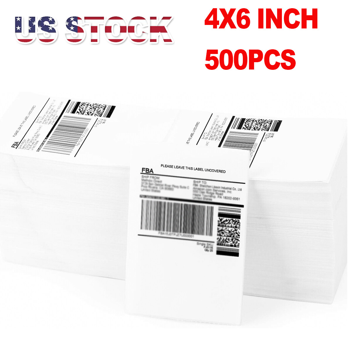 500 Fanfold 4×6” Direct Thermal Shipping Labels for Zebra and Rollo Printers