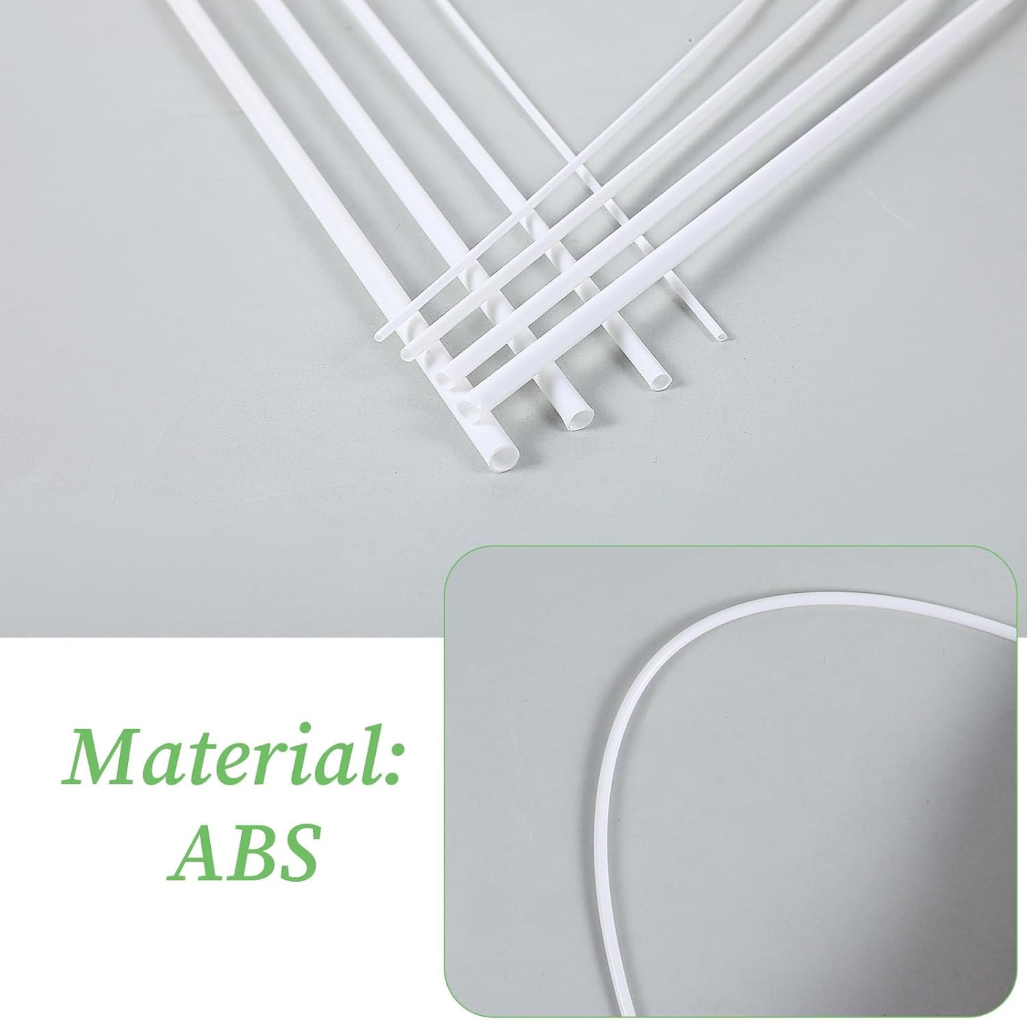 25 Pcs ABS Plastic round Tubes 5 Sizes ABS White Bars Rod Hollow 2Mm 3Mm 4Mm 5Mm