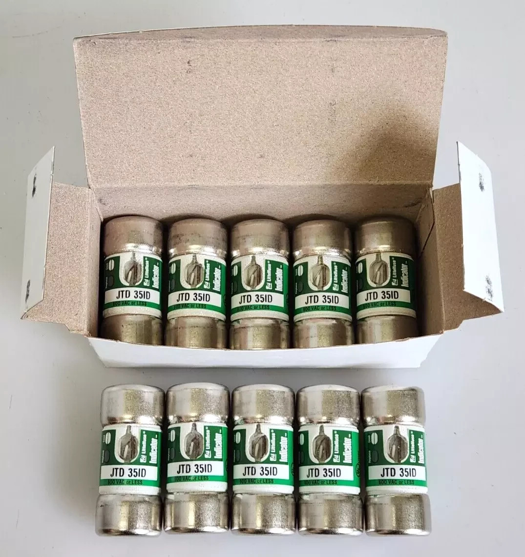 Lot of 10, Littelfuse JTD 35 ID Class J Time-Delay Fuse 35A 600VAC 300VDC, New