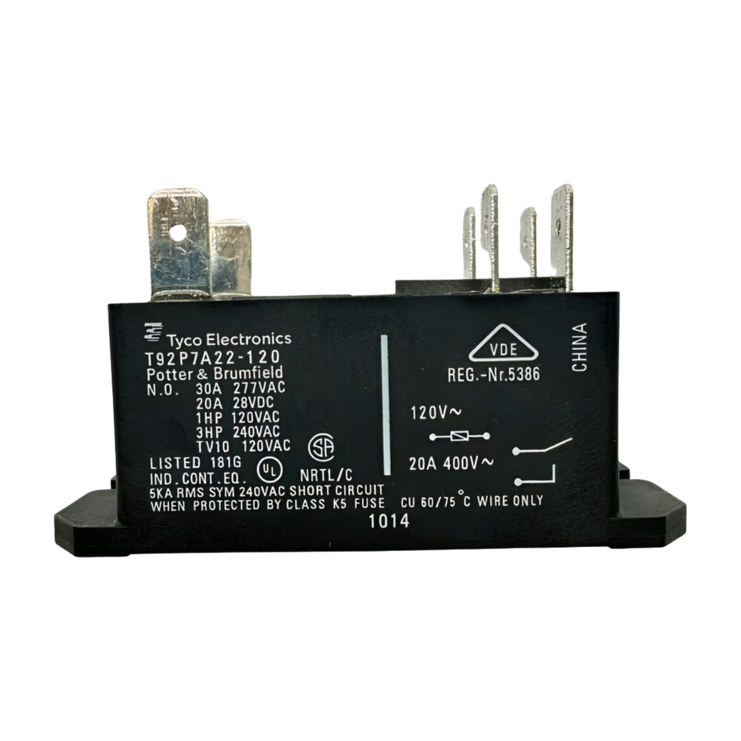 Tyco Electronics T92P7A22-120 Power Relay 6-Pin, 30A 277VAC, 20A 28VDC