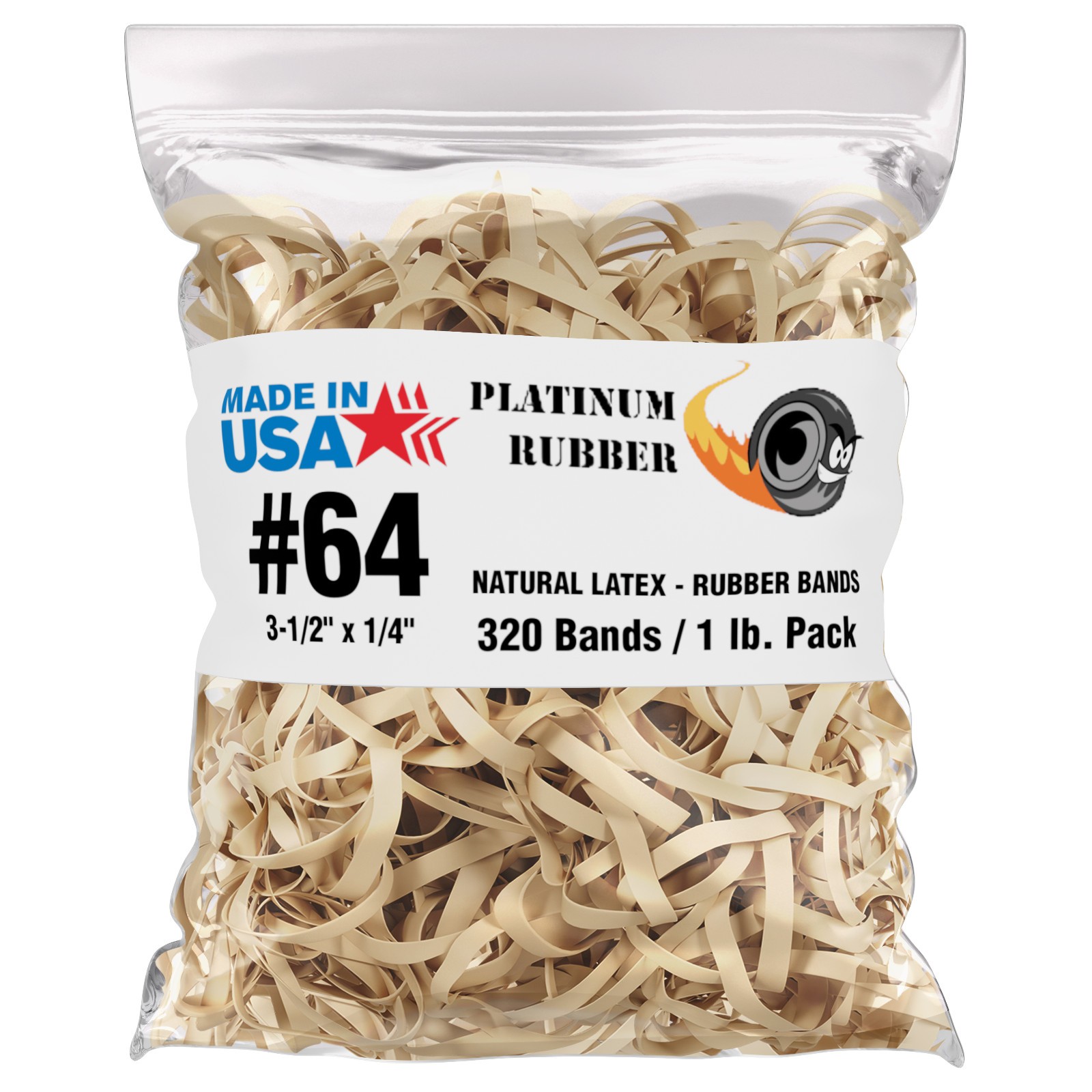 Bulk 5 Pounds – Platinum Rubber Bands #26644 Postal Size #64 (3-1/2 x 1/4″)