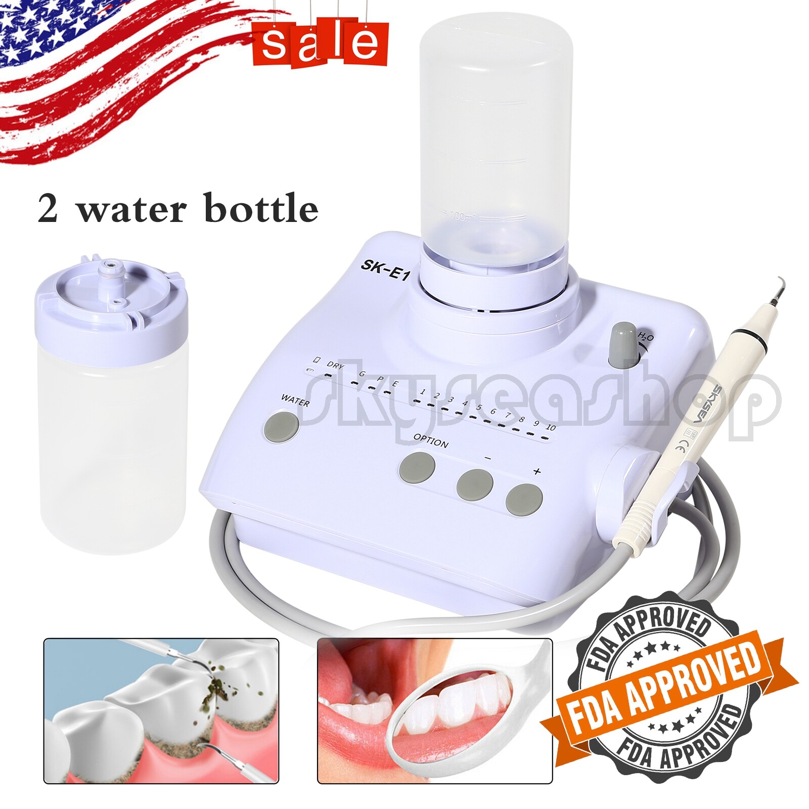 Dental Scaler Ultrasonic Piezo & 2*Bottles fit EMS Woodpcker Handpiece tips xm.