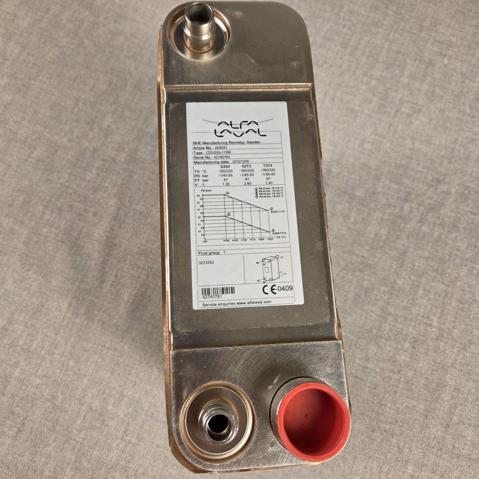 Alfa Laval CDH200-113M Brazed Plate Heat Exchanger P/N 454031 Stainless Steel