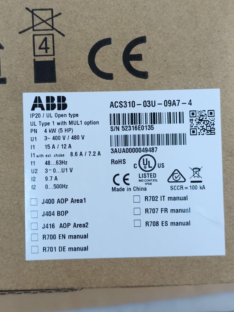 ACS310-03U-09A7-4 ABB ACS310 4KW 440V VFD