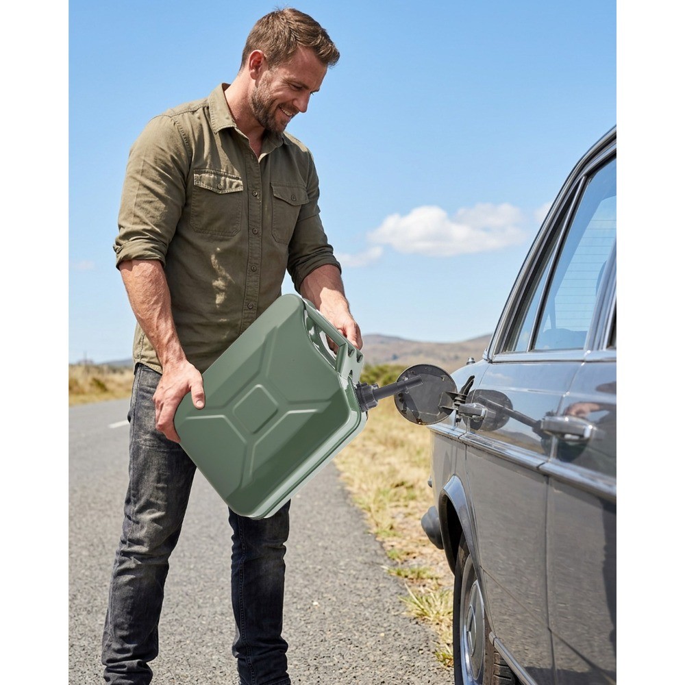 2Pcs 5.3 Gallon Jerry Can Gas Steel Tank Green Military NATO Style W/ Spout US
