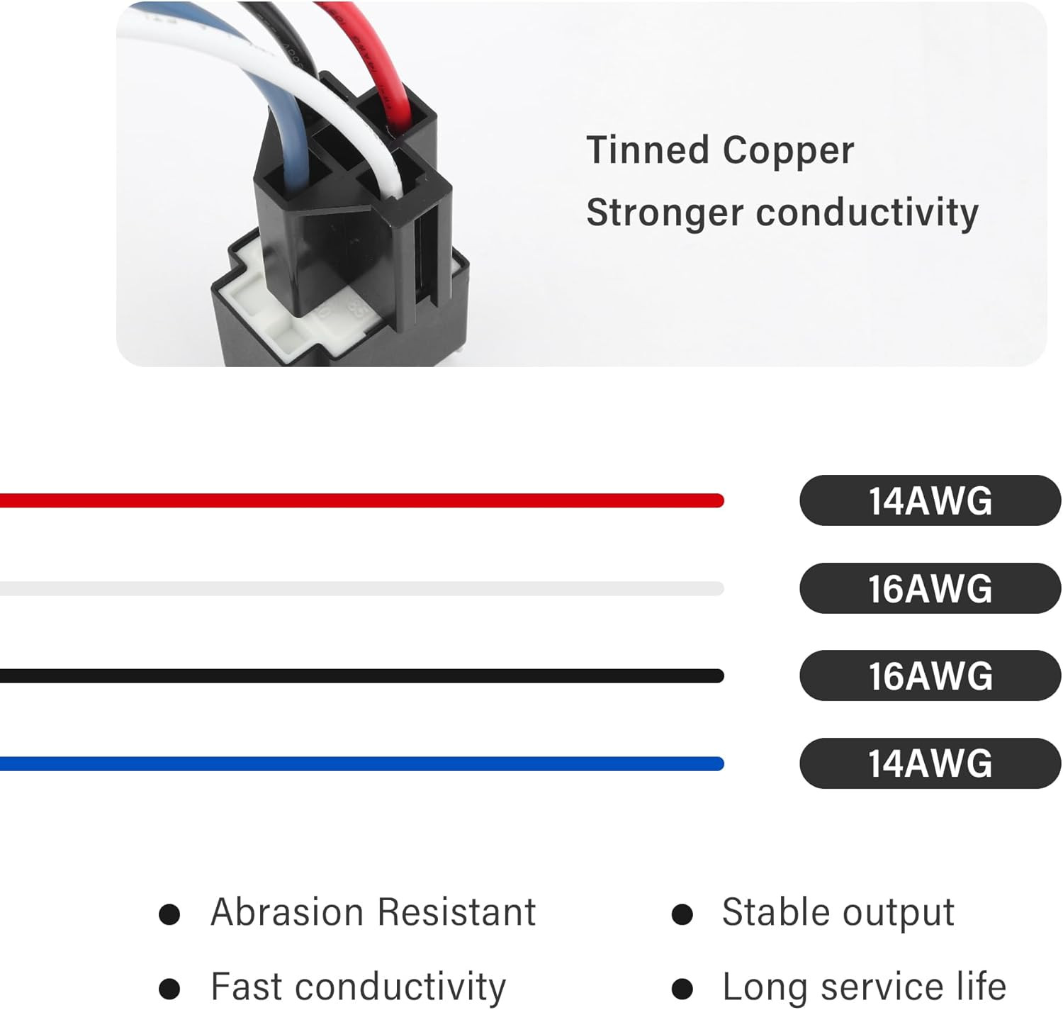 4Pin 12V Relay with 30A Fuse,Spst Normally Open Car Relay with 14 AWG Harness,Un