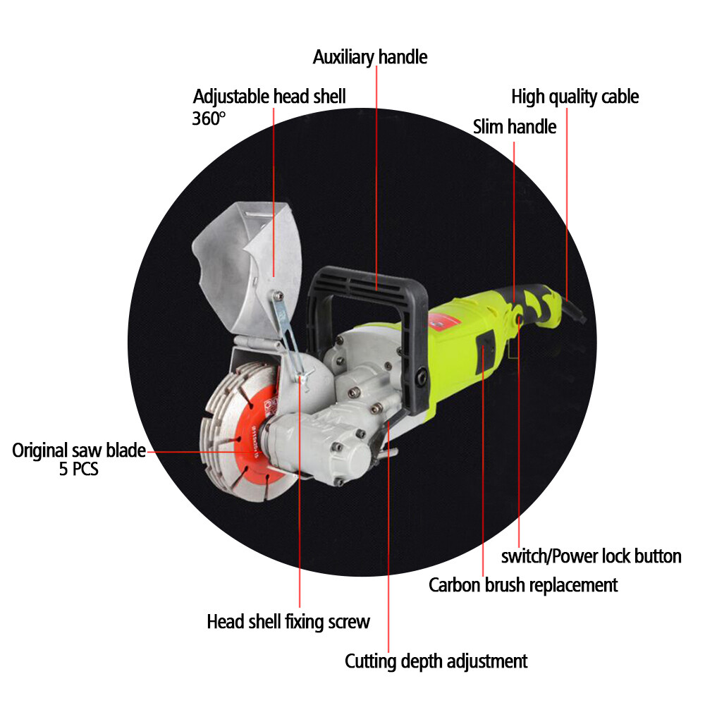 4KW 220V Electric Wall Chaser Groove Cutting Wall Slotting Machine Home House US