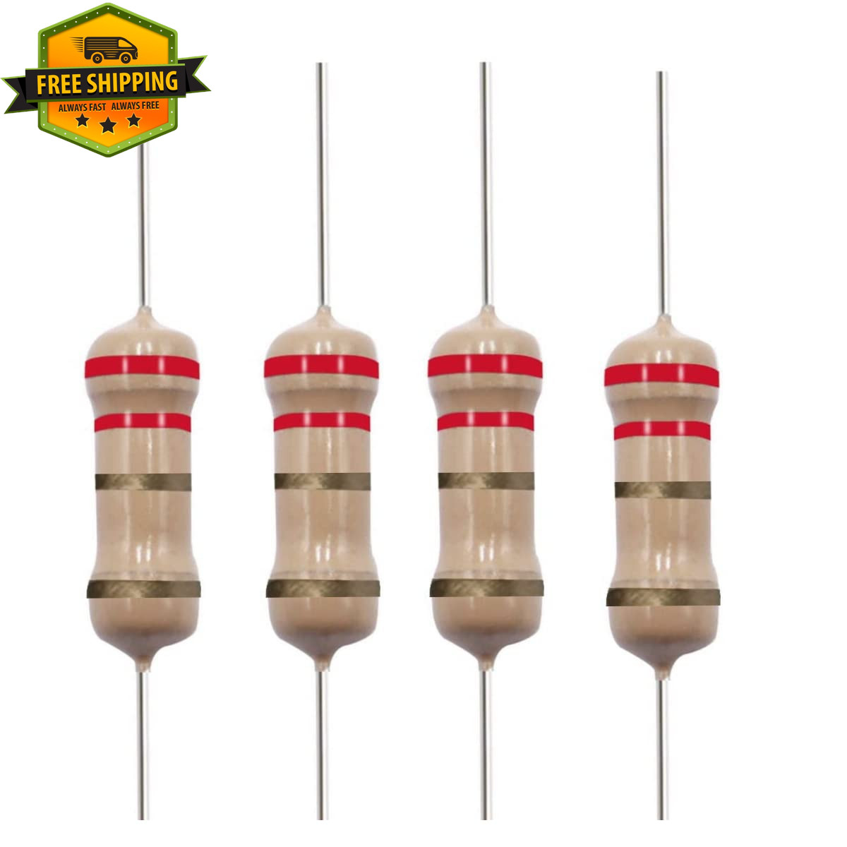 100 Pcs 2.2 Ohm Resistor 1/4W 0.25W 5% Tolerance Airbag Bypass STEM Project