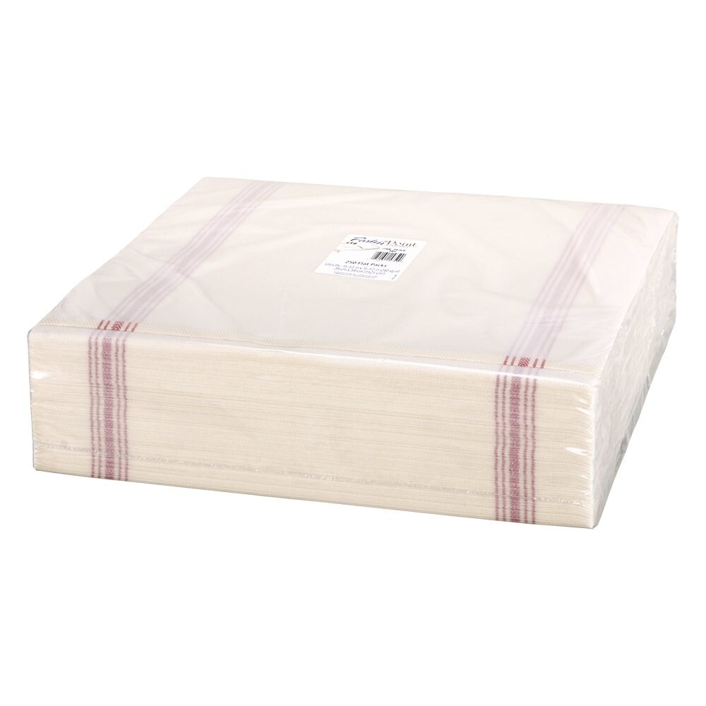 15.5 in x 15.5 in Printed FashnPoint Flat Pack Dinner Napkins 750 ct. Red/White