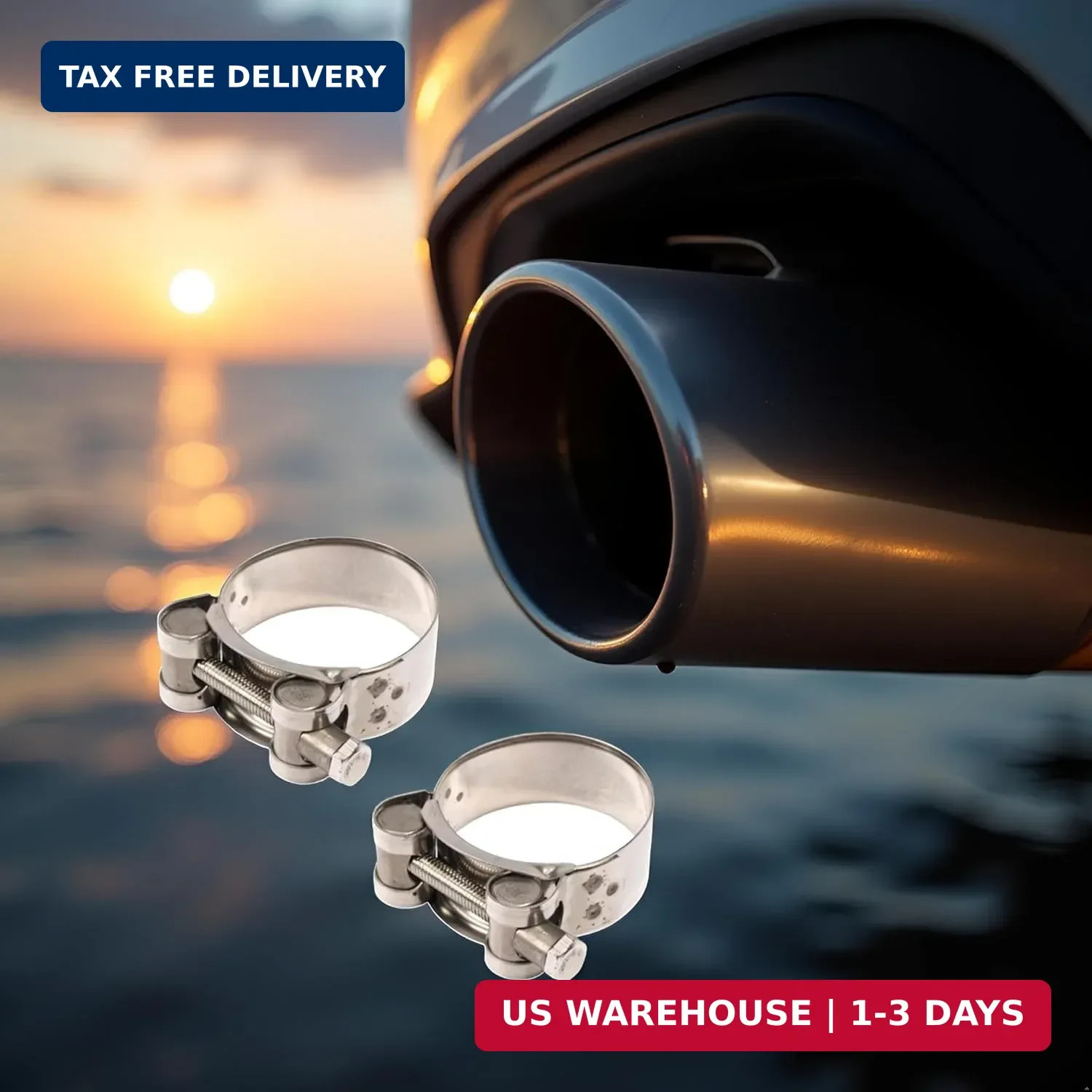 2Pcs Exhaust Clamp Stainless Steel Exhaust Band Clamp Replacement for Motorcycle