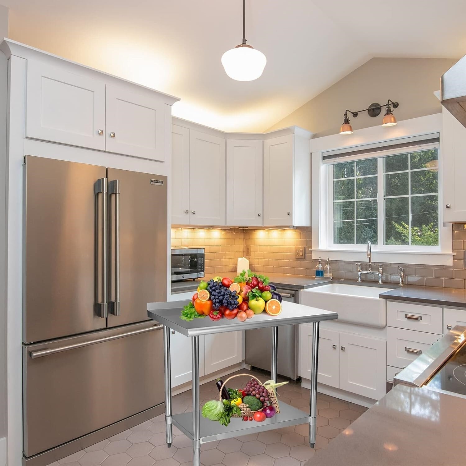 Mesa de acero inoxidable de 24 x 36 pulgadas, mesa de preparación y trabajo de