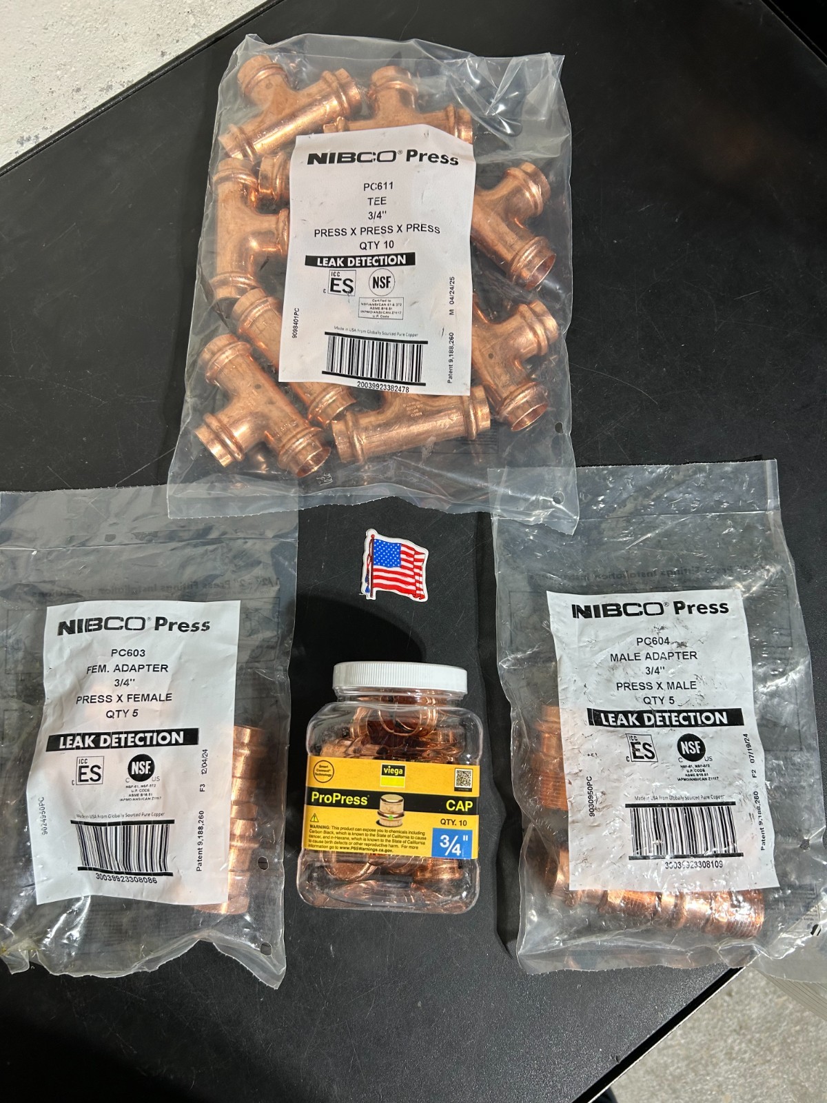 PROPRESS NIBCO VIEGA QTY (30) 3/4″ PRO PRESS COPPER FITTINGS *MADE IN USA GER*