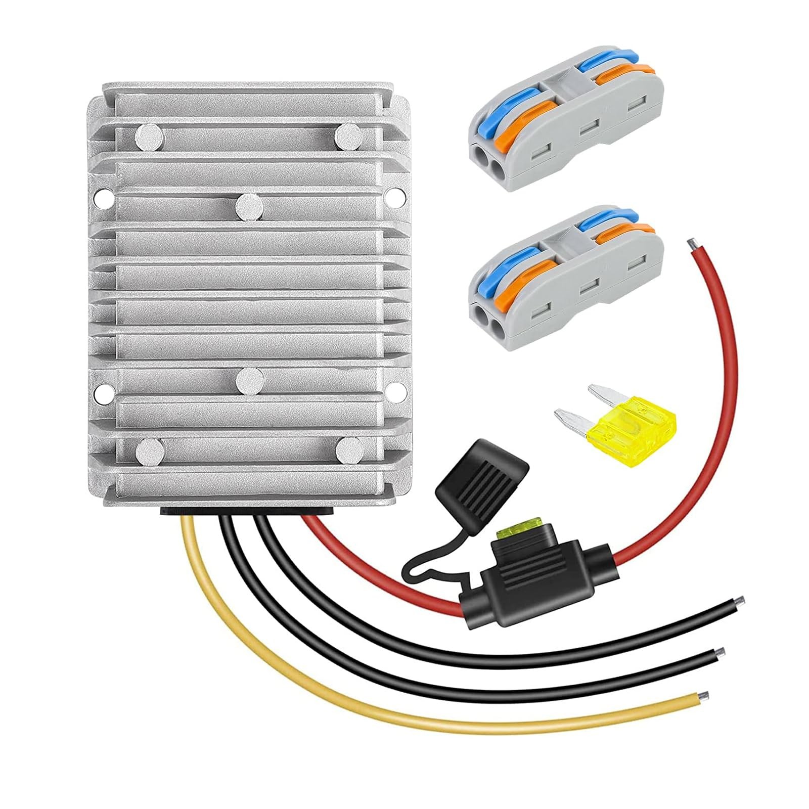 30A 360W DC 36V, 48V to 12V Voltage Converter with Fuse, Waterproof Reducer
