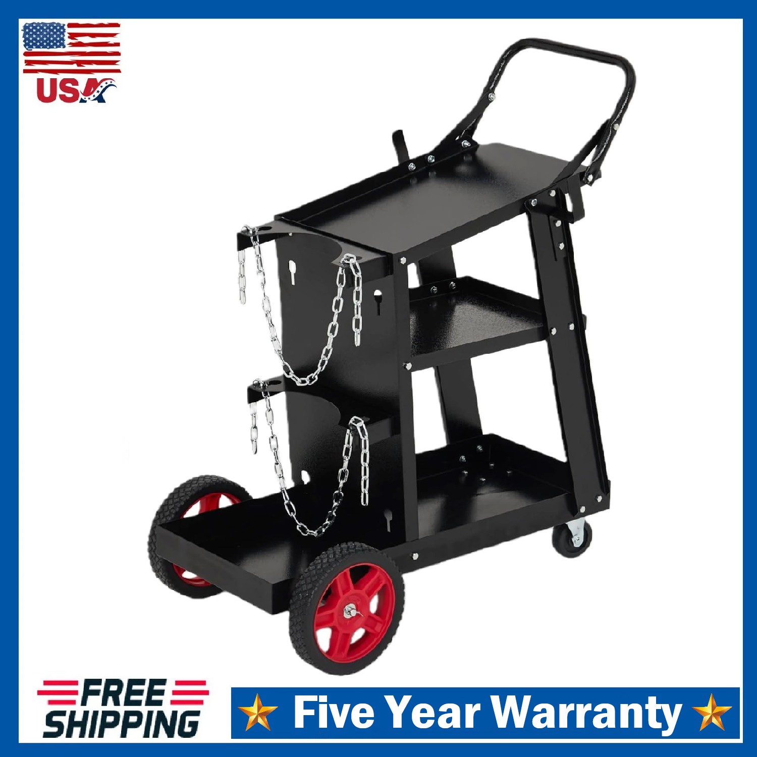 Welding Cart ,3-Tier Heavy Duty Rolling Welder Cart for TIG ,MIG ,Plasma Cutter