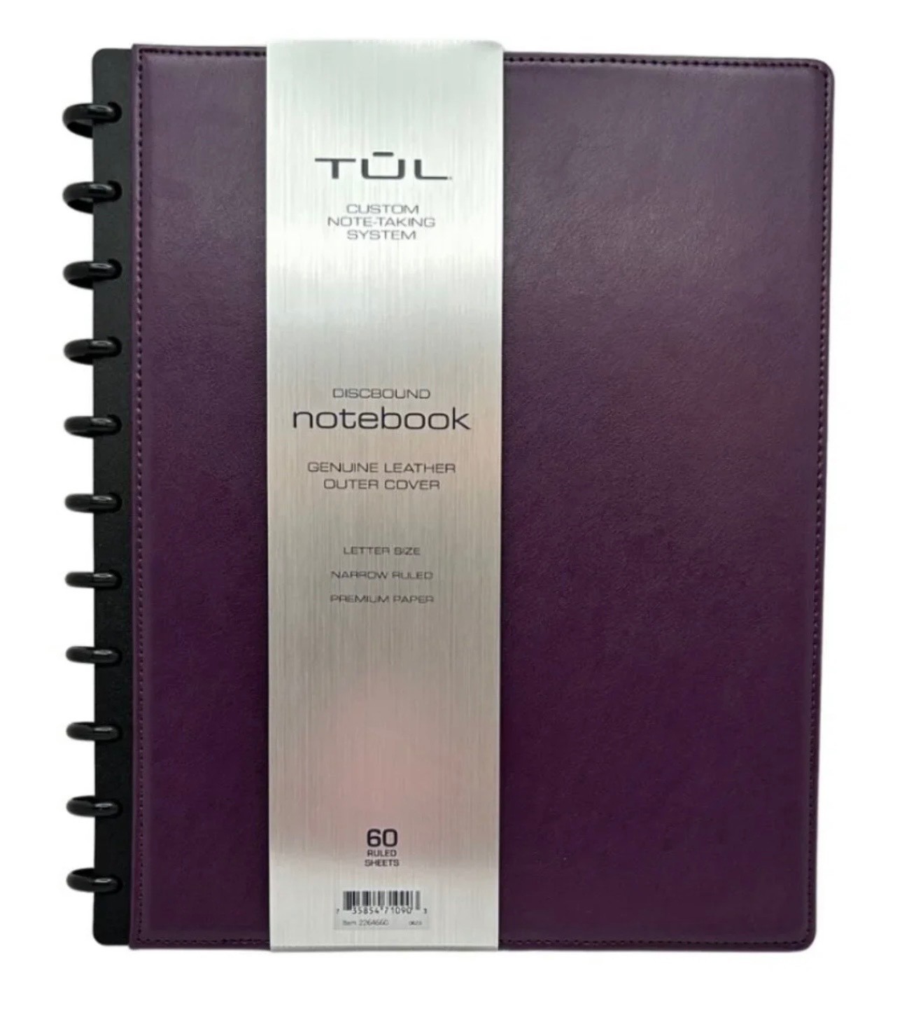 TUL Custom Note-Taking System Discbound Leather Notebook Letter Size Purple Gray