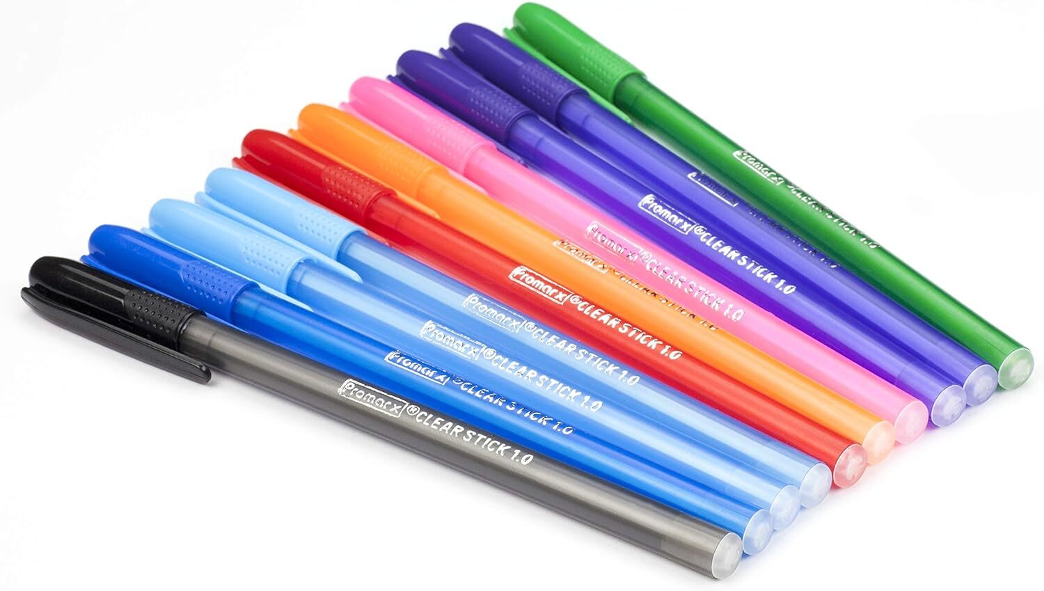 Promarx Fashion Stick Ballpoint Pens, 1.0 mm, Assorted Colored Ink, 10-Count
