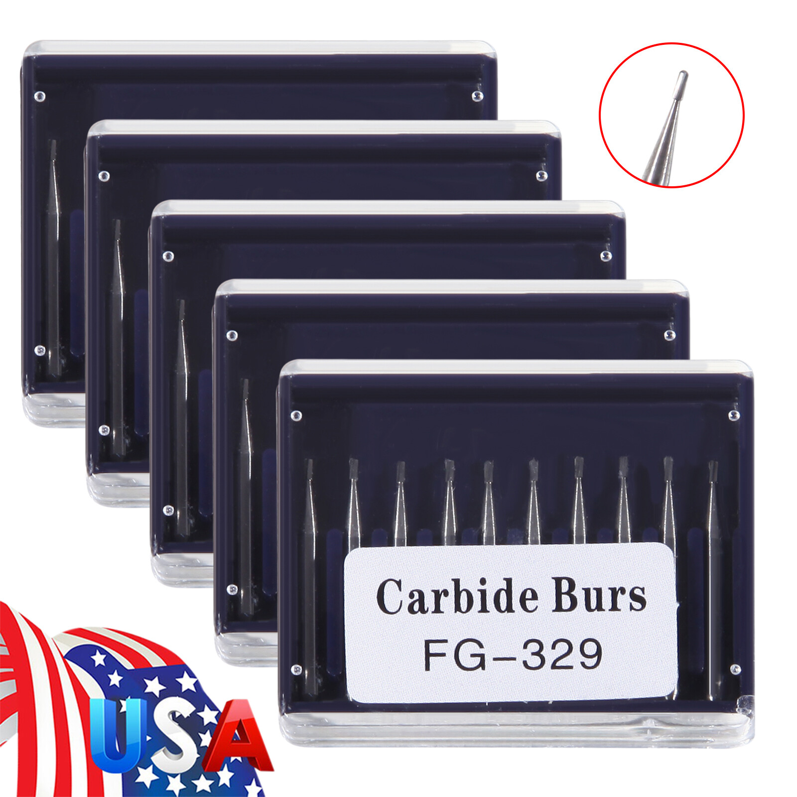 Dental Carbide Burs Tungsten Bur FG # 329 Pear Shape for High Speed Handpiece ty