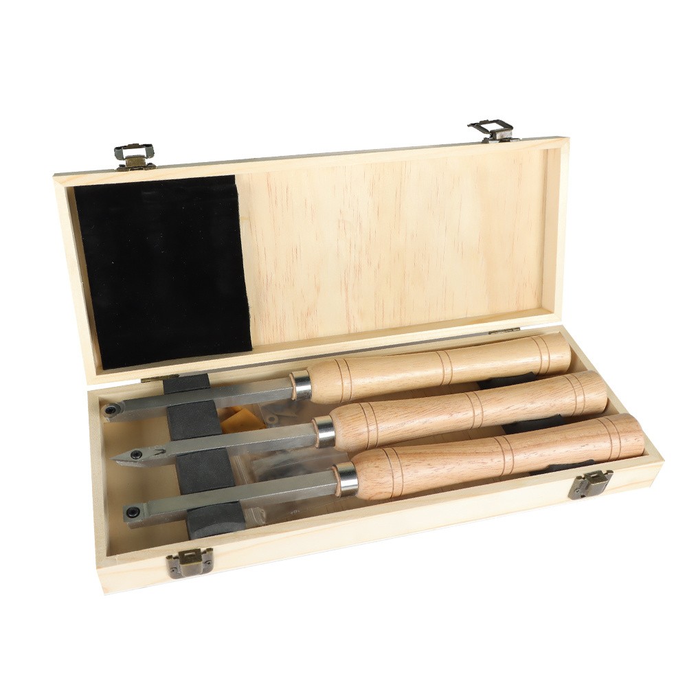 3 Piece Set Carbide Woodturning Tool Mini Size & Handles Fit For Turning Project
