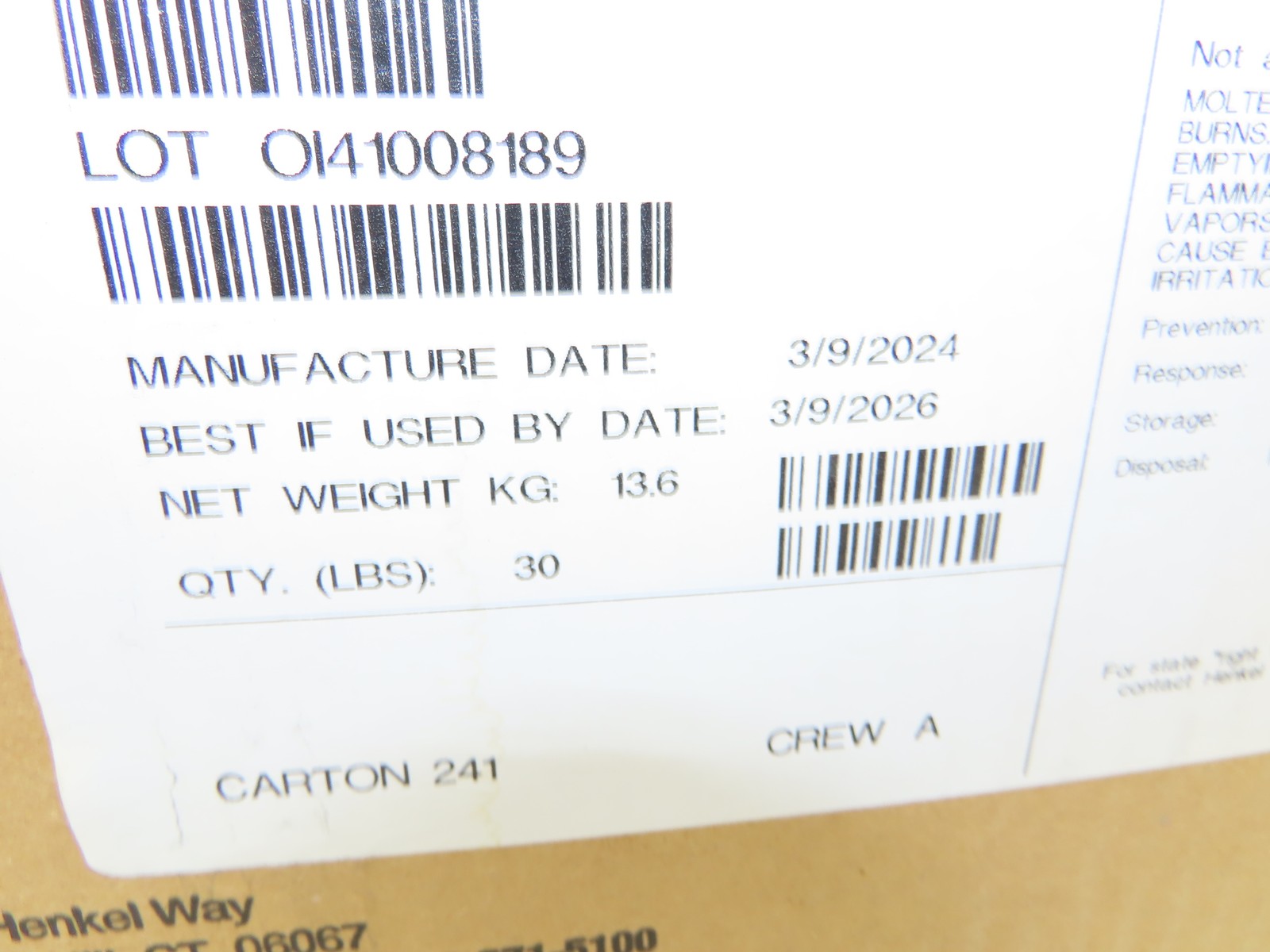 Henkel 8990 Technomelt Hot Melt Adhesive Glue 30lbs Carton BB 3/9/2026