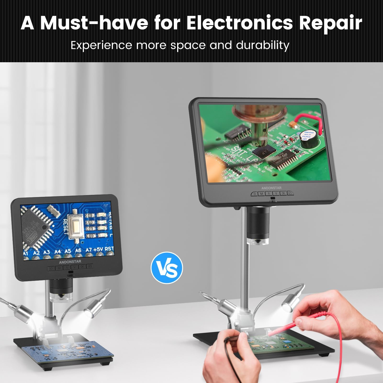 Andonstar AD210 10.1 Inch LCD Digital Microscope for Adults, Soldering Micros…