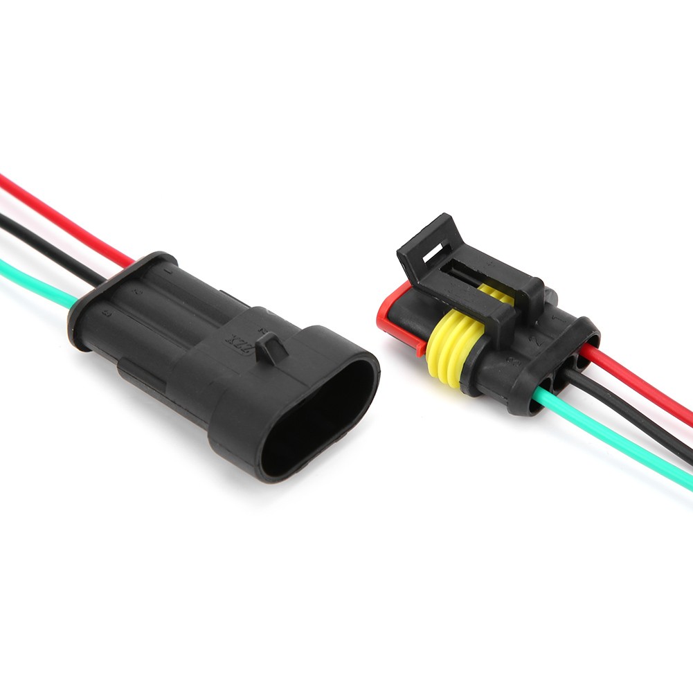 5 Sets 1/2/3 Pin Car Electrical Connector Plug With Wire Cable 3P