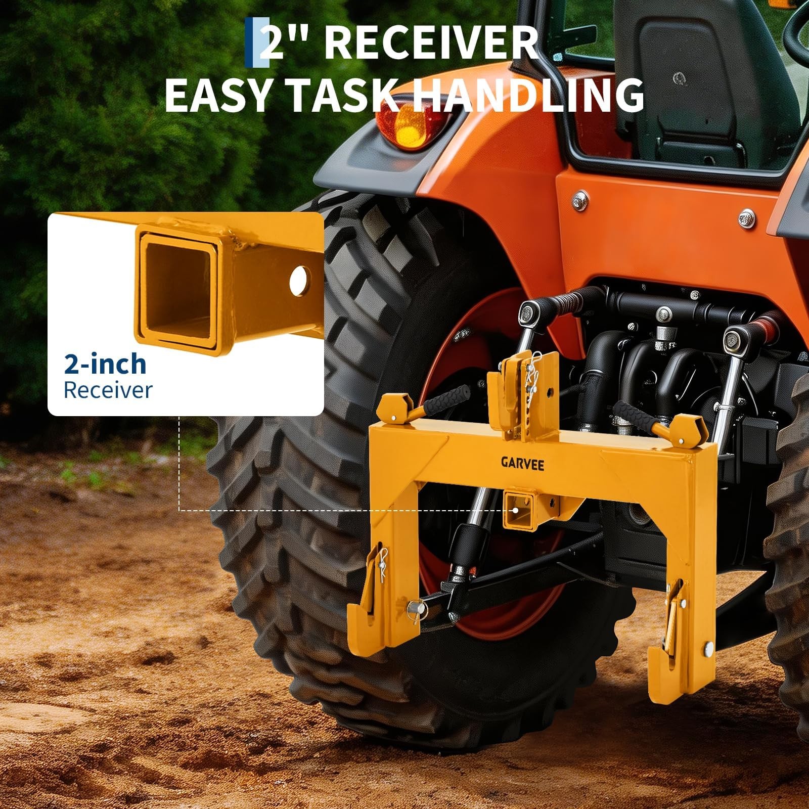 3000 LBS Lifting 3-Point Quick Hitch with 2″ Trailer Receiver FOR CAT 1 Tractor