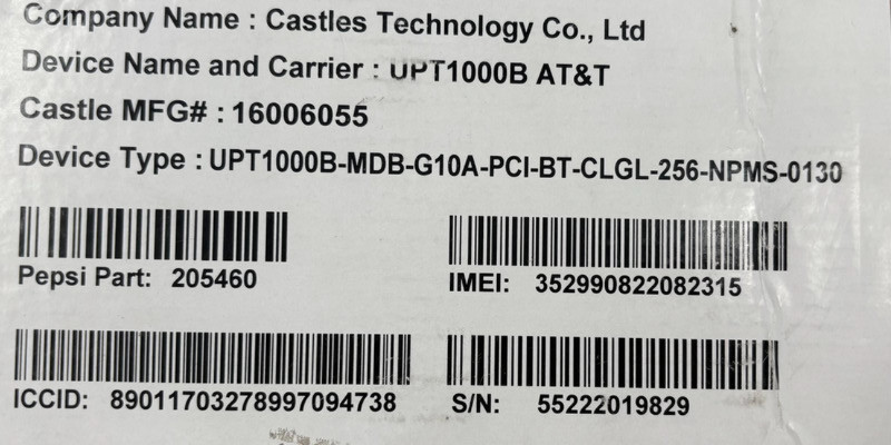 CASTLES TECHNOLOGY UPT1000B BLACK LINUX UNATTENDED PAYMENT TERMINAL